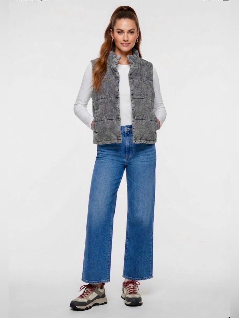 Marc New York women's quilted vest grey with pockets size small